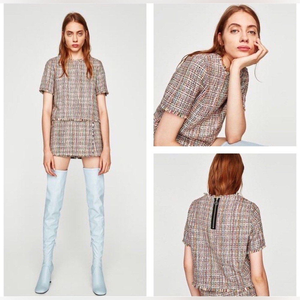 Zara Tweed Skort Set 2 pieces blouse and skirt skirt xs